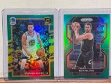 2017 Donruss Stephen Curry and 2021 Prizm Kevin Love Green