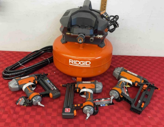 Ridgid 6 Gallons Air Compressor and 3-tool combo kit (tested works)
