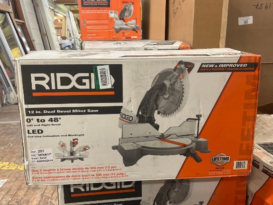 Ridgid 12in Dual Bevel Miter Saw tested new in box works