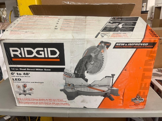 Ridgid 12in Dual Bevel Miter Saw tested works appears to be new in box
