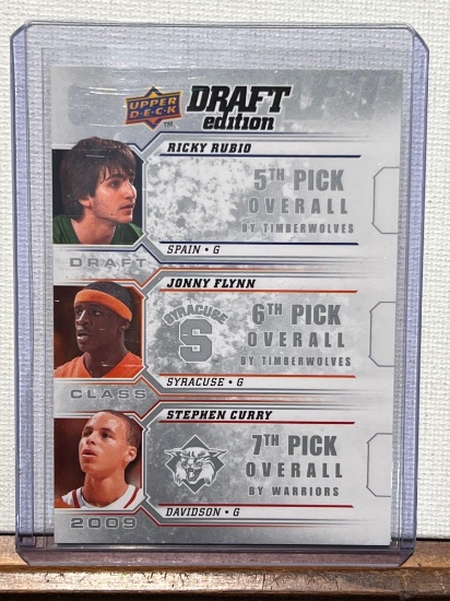 2009 UD Draft Edition Steph Curry, Flynn, and Rubio Rookie