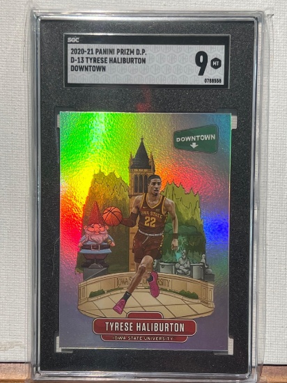 SCC 2020-21 PANINI PRIZM D.P. D-13 TYRESE HALIBURTON DOWNTOWN PSA 9