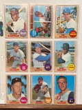 Lot of 9 1968 Topps baseball cards