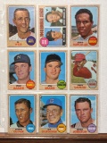 Lot of 9 1968 Topps baseball cards