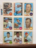 Lot of 9 1968 Topps baseball cards