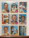 Lot of 9 1968 Topps baseball cards