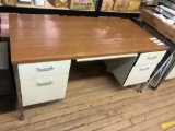 Metal desk with wooden top