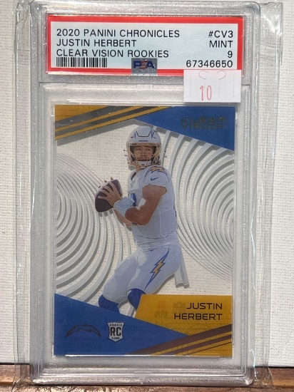 2020 PANINI CHRONICLES JUSTIN HERBERT CLEAR VISION ROOKIE PSA 9