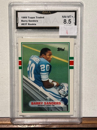 1989 Topps Traded Barry Sanders #83T Rookie GMA 8.5