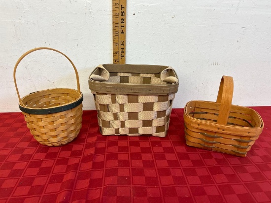 Longanerger Side handled tote - tan and collectors club baskets