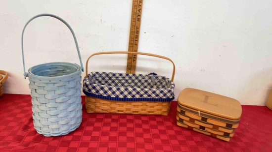 Longaberge sig weave sm monogram basket and beverage blue tote
