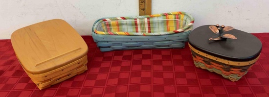 Longaberger Cracker basket , liner protector and more baskets