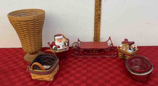 Longaberger kit little gift, Santa chimney topper and more