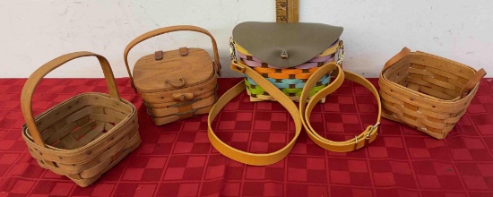 Longaberger Basket Collector booking basket and shoulder purse baskets