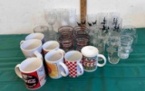glass cups and ceramic mugs