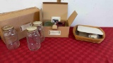 Longaberger woven traditional tea party sample set , one quart canning jars Basket