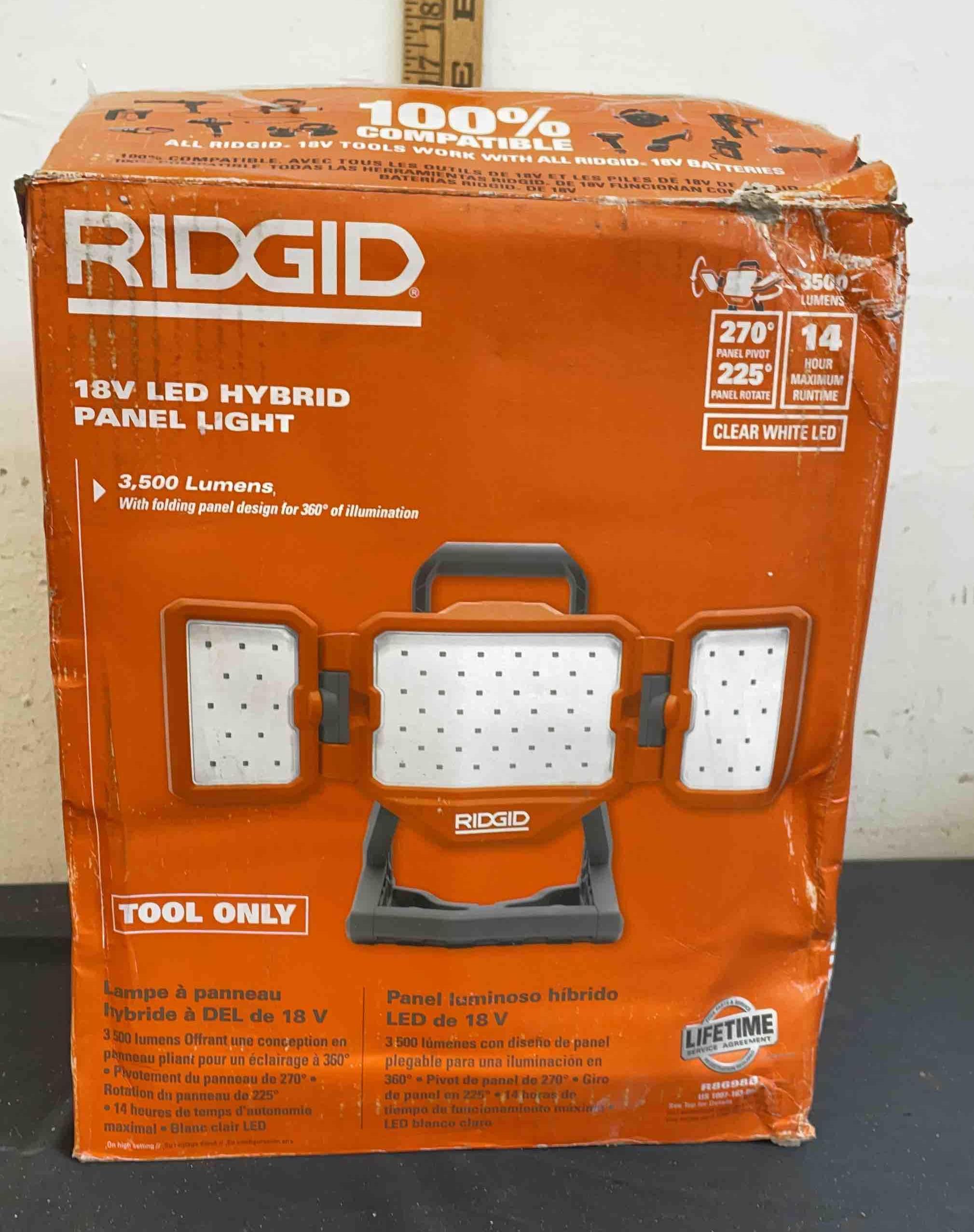 Ridgid 18V led hybrid panel light new Proxibid
