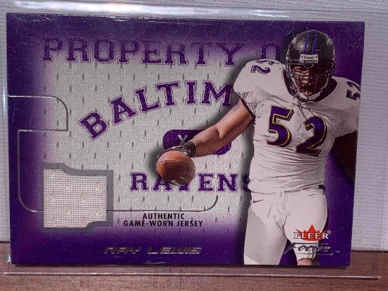 2001 fleer Ray Lewis authentic game worn jersey Football card