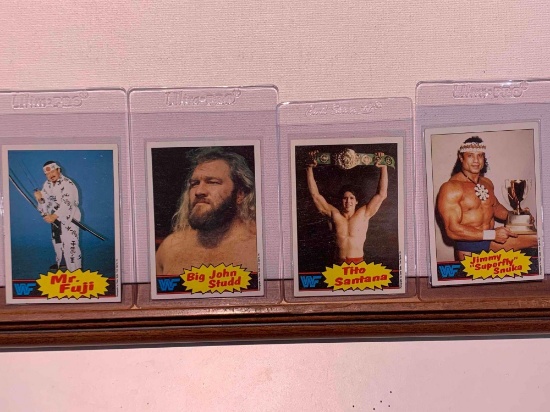assorted WWF cards Snuka, Santana, Fuji, studd