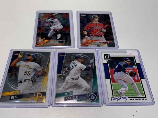Assorted baseball cards, Bell, Beckham, lamb, Haniger, Zobrist