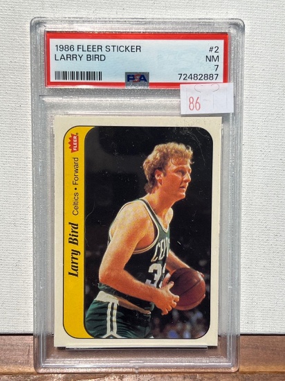 1986 FLEER STICKER LARRY BIRD PSA 7