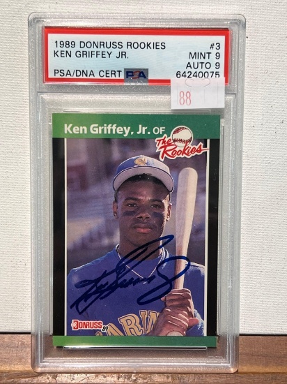 1989 DONRUSS ROOKIES KEN GRIFFEY JR Autograph PSA/DNA Cert 9 and 9