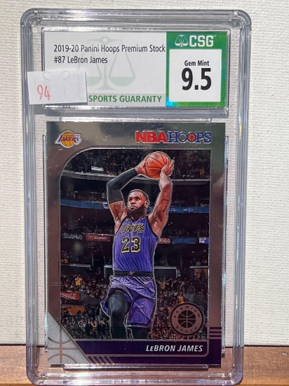2019-20 Panini Hoops Premium Stock #87 LeBron James CSG 9.5