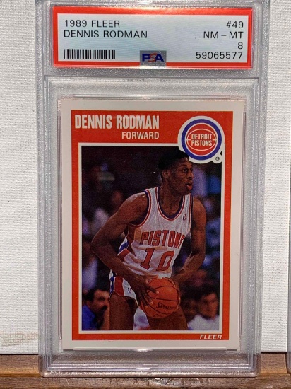 1989 fleer Dennis Rodman PSA 8 back