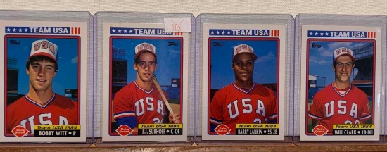 assorted team, USA, baseball cards, Larkin, Clarke, Surhoff, witt