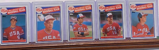 assorted 1984 United States, baseball team cards, August, Bankhead, Alfaro, Akins, Dedeaux