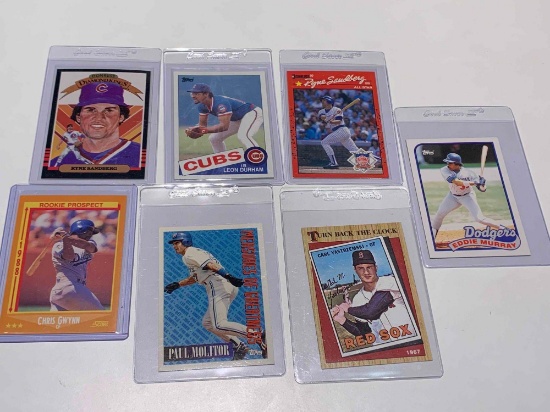 assorted baseball cards, Murray, yester, Myski, Molitor, Gwynn, Sandberg, Durham