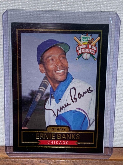 2000 optimum Ernie banks, autographed baseball card