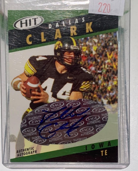 2003 Sage Dallas Clark autographed football card