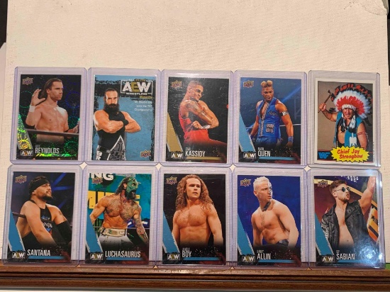 Assorted Wrestling cards Strongbow, Sabian, Quen, Allin, Boy, Kassidy, Lee, Luchasaurus, Santana,