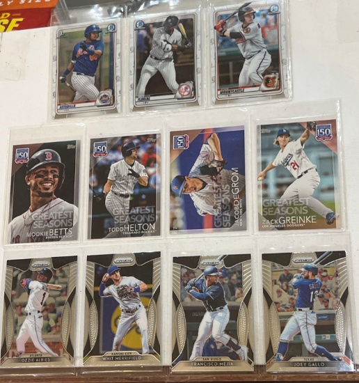 Lot of 11 2020 Bowman, 2019 Topps and 2019 Prizm Baseball cards
