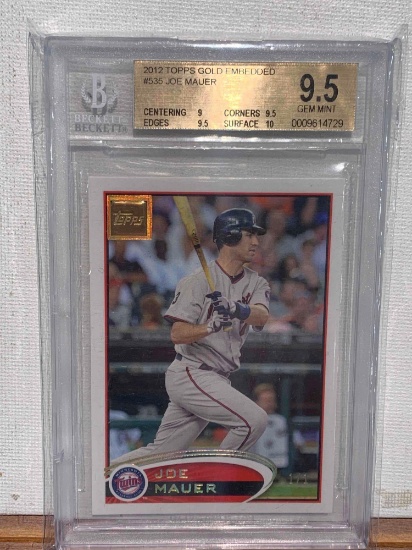 2012 Topps Joe Mauer Gold embedded Beckett graded 9.5 gem mint.