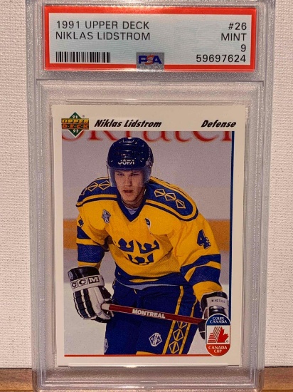 1991 upper deck Niklas Lidstrom hockey card PSA 9