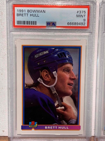 1991 bowman Brett Hull hockey card PSA 9