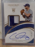 2019 Panini immaculate Caleb Ferguson game worn material autographed, rookie baseball card