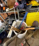 50 Gallon drum of hard tools post hole digger plus