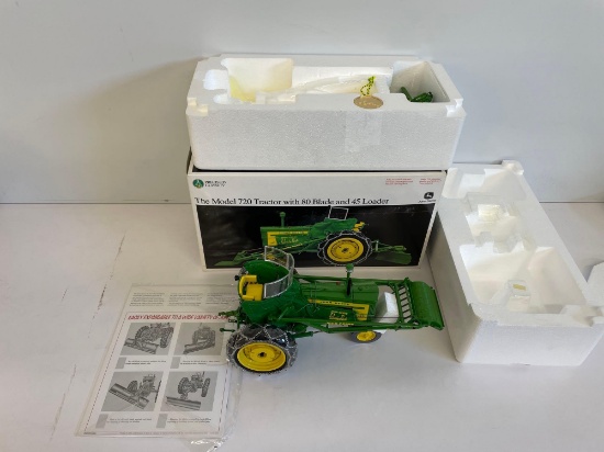 Precision John Deere Model 720 tractor with 80 blade and 45 loader