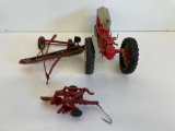 Vintage red metal tractor & Driver
