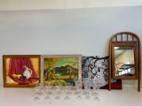 Paint frames, mirror, crystal glasses