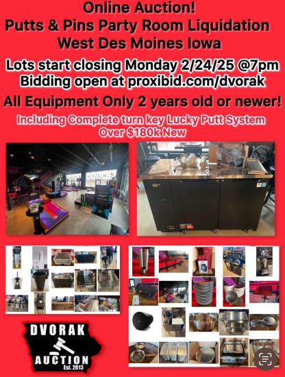 Putts & Pins Party Room Liquidation! Only 2yrs old
