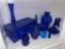 Blue Boy with top hat collectible & USA blue glass
