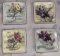 4 English Garden Susan Winger Square Ceramic Mini Plates Coasters