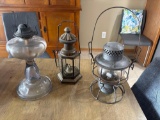 Adlake-Kero Clear Globe Railroad Lantern, Antique Vintage Kumar oil lantern Brass Lamp & Vintage