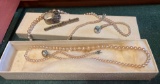 ring marked AGE Sterling 925 Norway AND Jewelry - Pearl looking necklace no markings found, Brooch