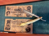 Currency (reproduction) and straight blade marked SRD 18 K