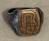 roadway, safe driver mens ring marked Sterling